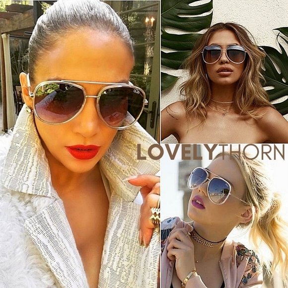 QUAY // ltd ed oversized clear gold frame brown gradient lens aviators flaw main image 11